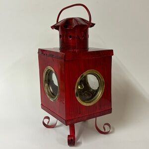 Vintage Carriage Hurricane Metal Oil Red Oil Lamp Lantern Hong Kong Rustic